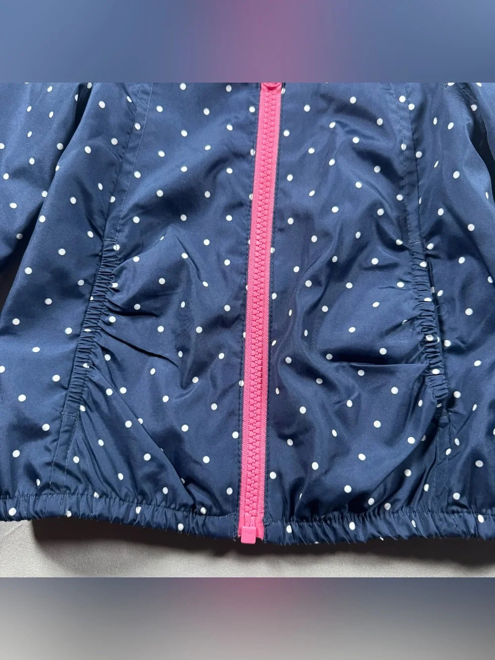Carter's Toddler Girl 2T Navy Blue Pink Hooded Windbreaker Polka Dot Jacket
